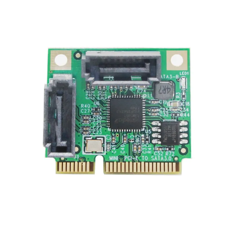 10PCS 2 Port SATA 6G mini PCI Express Expansion Card mini PCI-e to SATA III 3.0 converter half-size to full-size bracket SATA3.0