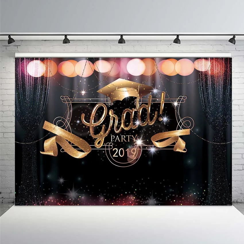 

Mehofoto Celebration Class of 2019 Graduation Background of Graduation Photos Beer and Bachelor Cap Backdrops Colorful Circle