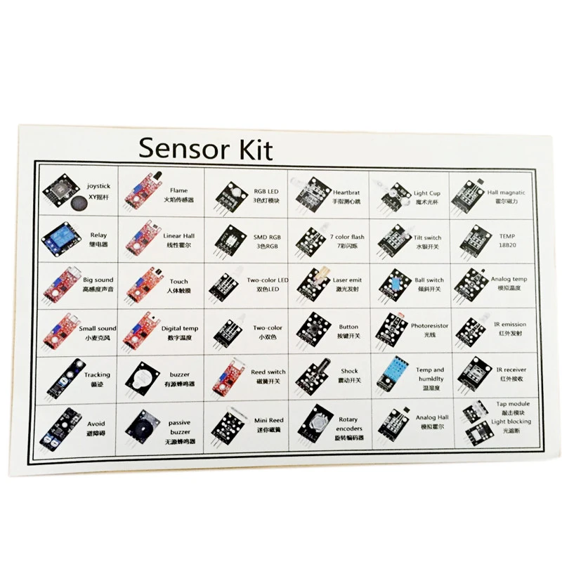 37 في 1 صندوق مجموعة أجهزة استشعار مبتدئين العلامة التجارية في الأوراق المالية نوعية جيدة السعر المنخفض