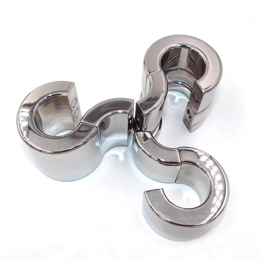 Magnetic Lock Metal Scrotum Pendant Ball Stretcher Testis Weight Cock Ring Penis Restraint Stainless Steel Sex Toys for Men