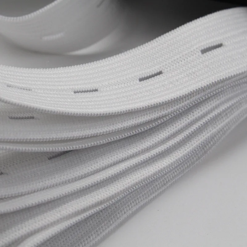 1 Meters 15/20/25MM Button Hole Knit Flat Elastic Bands Ribbon Tape for DIY Garment Sewing Accessories White/Black Wire Webbing