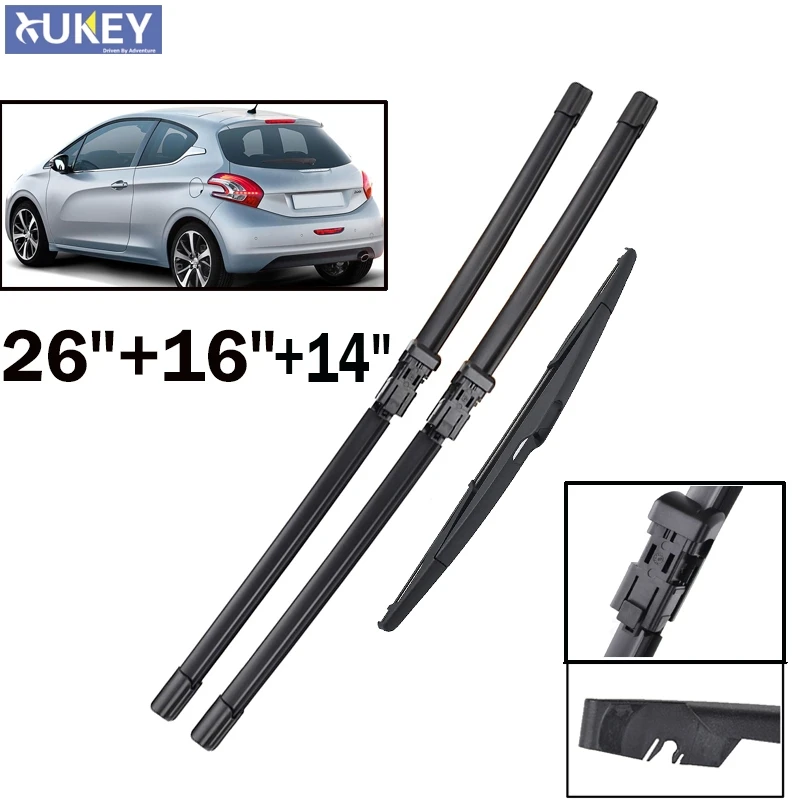 Xukey RHD LHD Front And Rear Wiper Blades For Peugeot 208 2012 2013 2014 2015 2016 2017 Windscreen Wipers Car Accessories Rubber