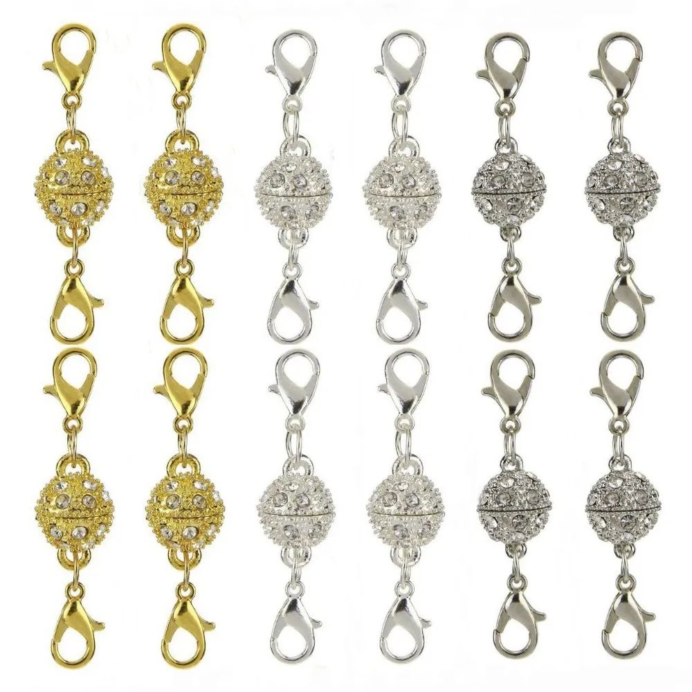 1 Pc Strong Magnetic Clasps For Necklace Bracelet Crystal Stainless Steel Chain Buckle Hook Jewelry Findings with Lobster Clasp