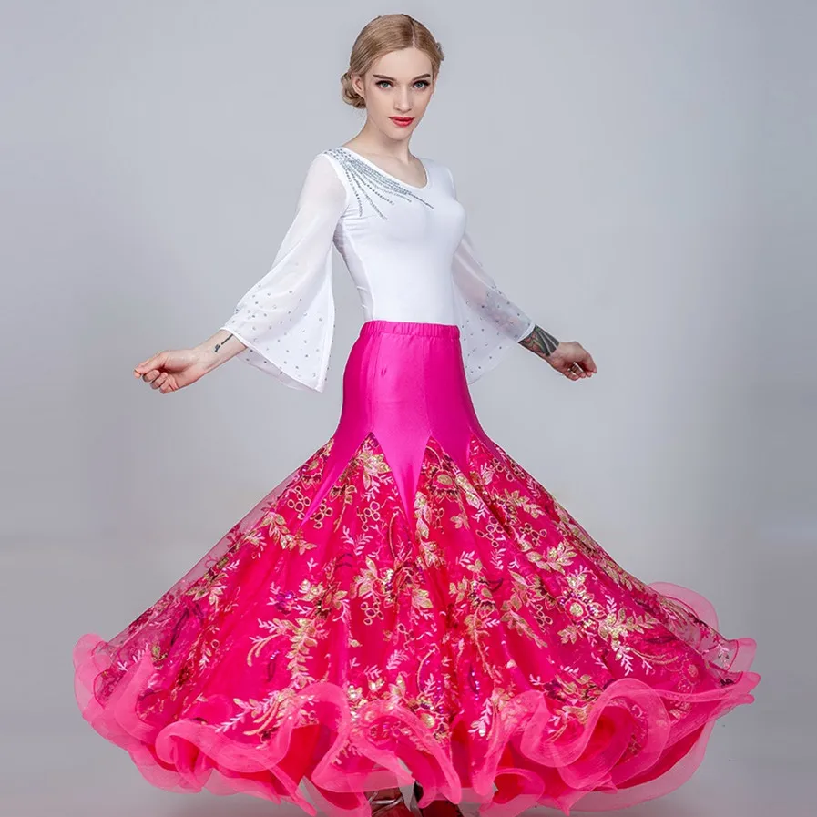 standard skirt women ballroom dance skirts dance clothes flamenco skirt spanish flamenco costume waltz dance wear swing