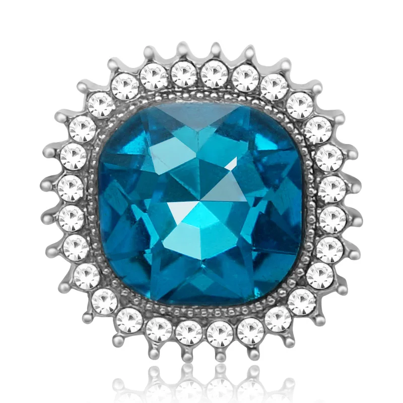 New Beauty Square Rhinestone Faceted Crystal 18mm snap buttons fit 18mm snap necklace jewelry wholesale KZ3434 Gift
