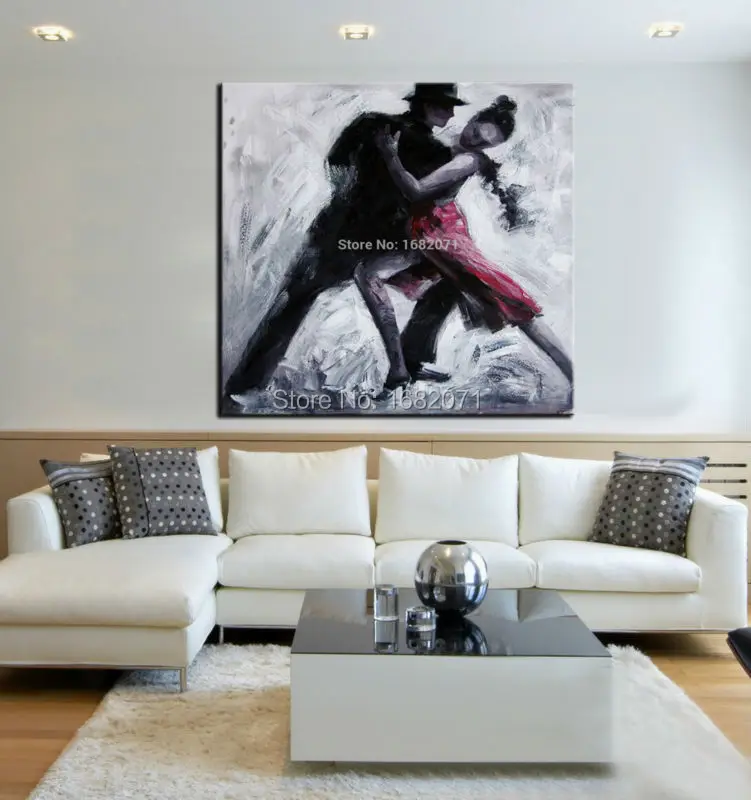 Skills Artist Hand-painted High Quality Gary Colors Oil Painting For Wall Decorative Abstract Latin Dancer Canvas Painting