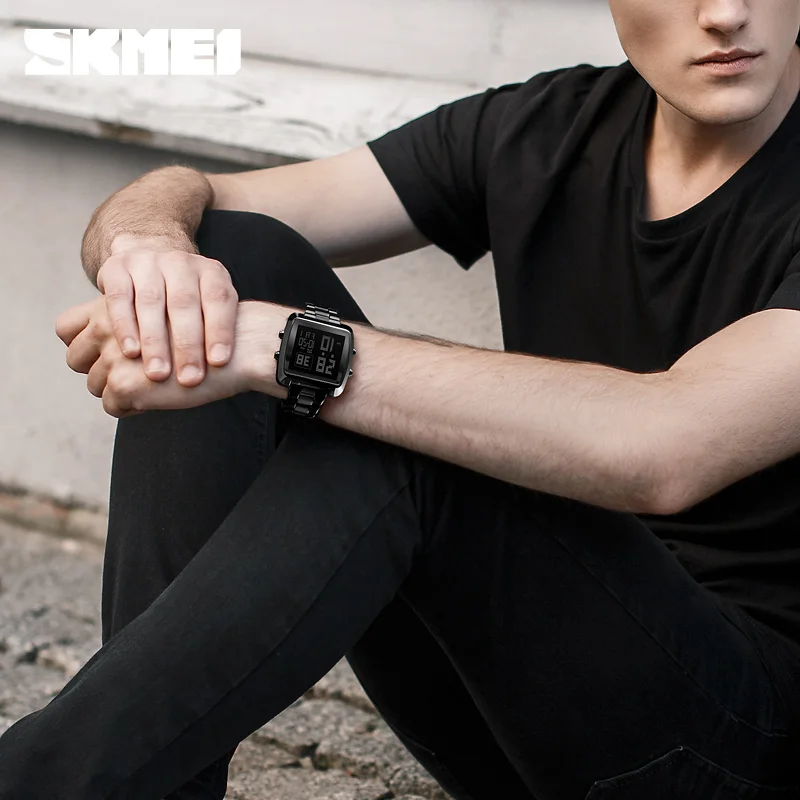 SKMEI Full Steel Mens Watches Top Brand Luxury Military Sports Watches Clock Waterproof LED Digital Watch Men Relogio Masculino