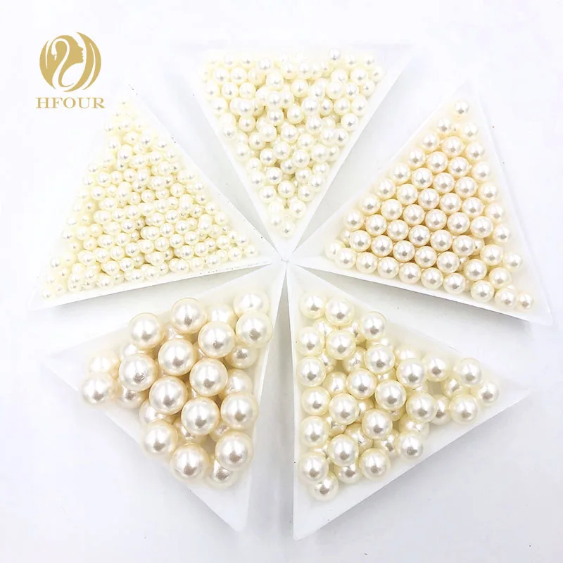 New Hot 4mm 5mm 6mm 8mm 10mm off white No holes Imitation Pearl Beads For Garment Fashion Bracelets& Necklaces DIY Accessories