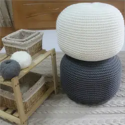 POUF con cuscino rotondo in lana lavorato a maglia di nuovo stile