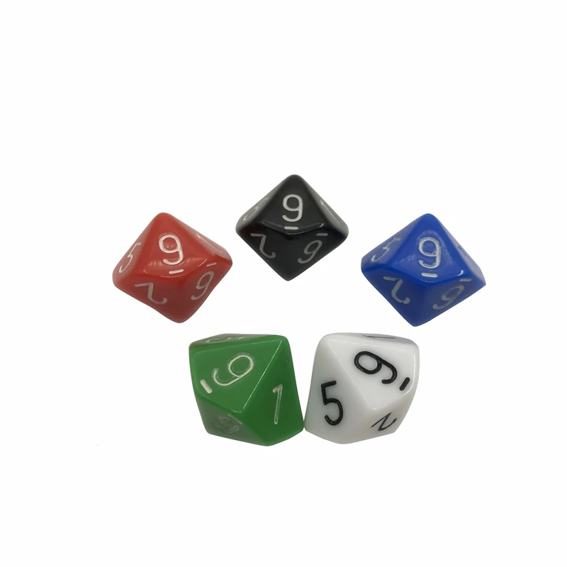 Juego de dados multifacetados de esquina redondeada acrílica, D10, original, Multicolor, 5 unidades por lote