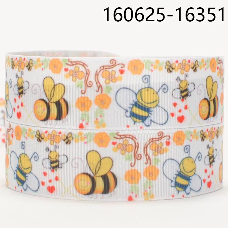 2016 NEW slaes 50 yards yellow bee fly printed grosgrain ribbon free shipping