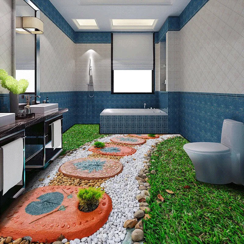 

beibehang Custom 3d floor living room decor mural thickened adhesive PVC waterproof floor stickers kitchen wallpaper 3d Painting