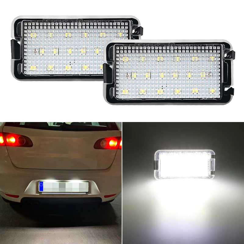 

2pcs Error Free Led License Plate Lights Lamp For Seat Altea Arosa Ibiza Cordoba Leon Toledo 12V White License plate Lights