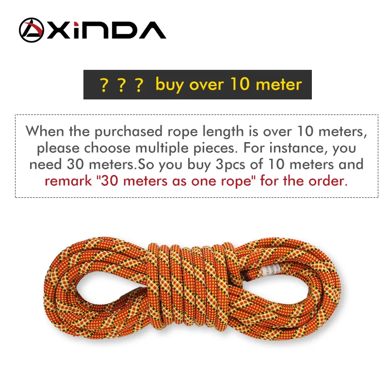 Imagem -04 - Xinda 9.8 mm 10.5 mm Diâmetro Rock Climbing Corda Dinâmica Outdoor Caminhadas Power Rope Alta Resistência Cord Lanyard Safety Rope Survival