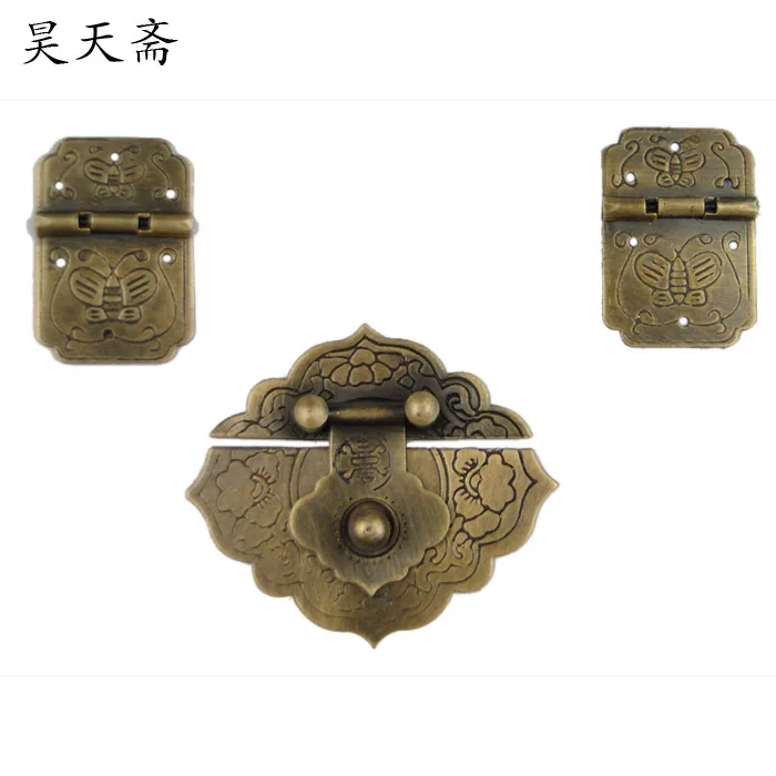 

[Haotian vegetarian] bronze Chinese antique jewelry box accessories hasp box brass buckle HTN-075