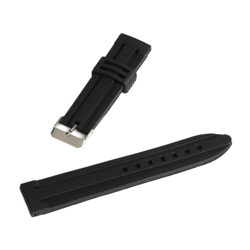 2021 New 20mm 22mm 24mm Watchband Black Silicone Rubber Bands For Watches Replace Electronic Wristwatch Band Sports Watch Straps