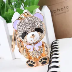 Lovely Little Bear Butterfly Bowknot Crystal Rhinestone Charm Pendant Purse Bag Car Key Ring Chain Creative Wedding Party Gift