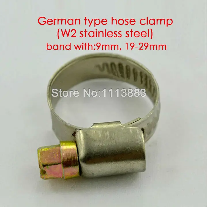 9mm German style W2 stainless steel adjustable hose clips(19-29mm)