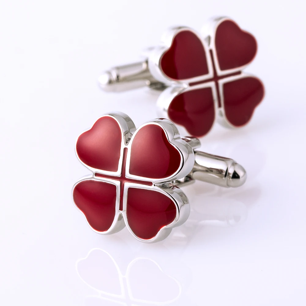 KFLK Luxury 2020 HOT shirt cufflinks for men\'s gifts Brand cuff buttons Red Clover cuff links High Quality abotoaduras Jewelry