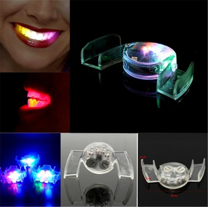 Halloween Trick or Treat Funny LED Light Up Flashing Mouth Piece Glow Teeth For Party Denture Rave Event Decoration Kids Gift 2