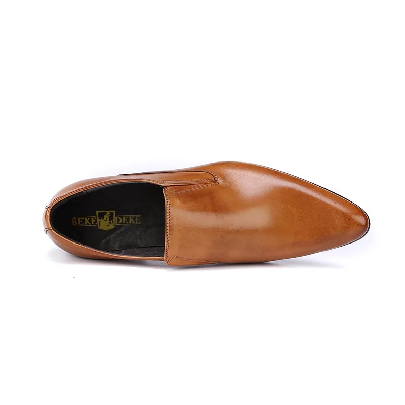 Nieuwe Klassieke Echt Lederen Heren Kleding Schoenen Zakelijke Formele Bruiloft Kantoor Man Bruin Zwart Schoeisel Puntschoen Slip On Loafers