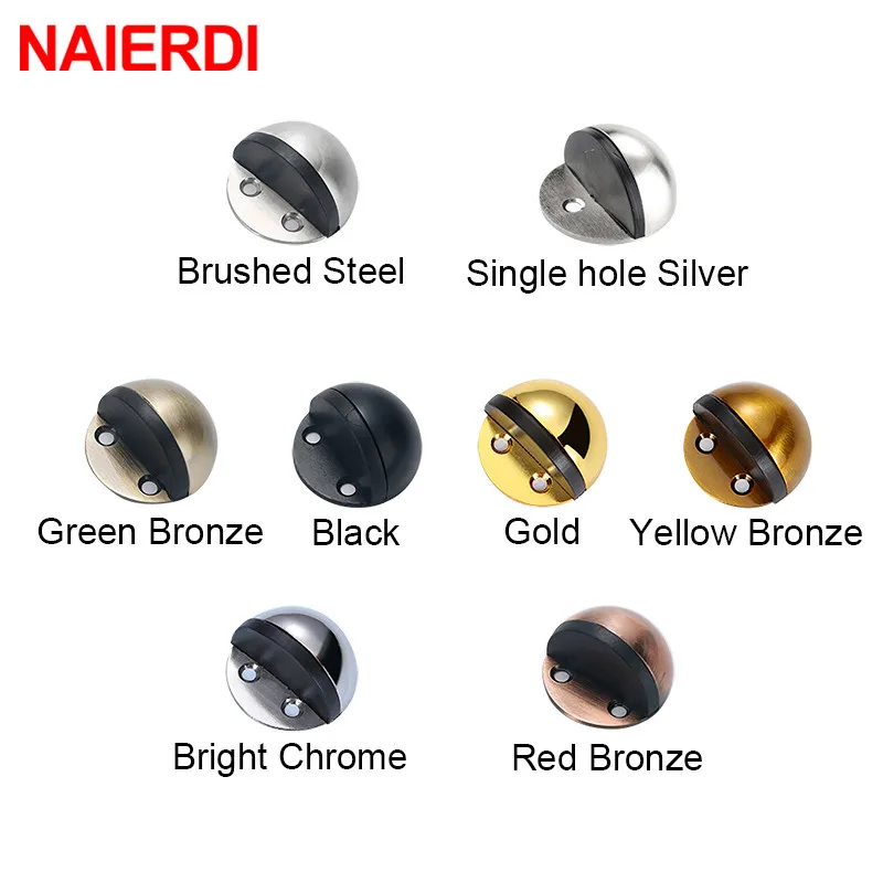 NAIERDI Stainless Steel Rubber Door Stops Non Punching Sticker Hidden Door Holders Catch Floor Mounted Nail-free Door Stop