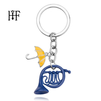 1pc HIMYM How I Met Your Mother Key Chain Yellow Umbrella mother Blue French Horn Keychain Key Ring Women Men Car Accessories