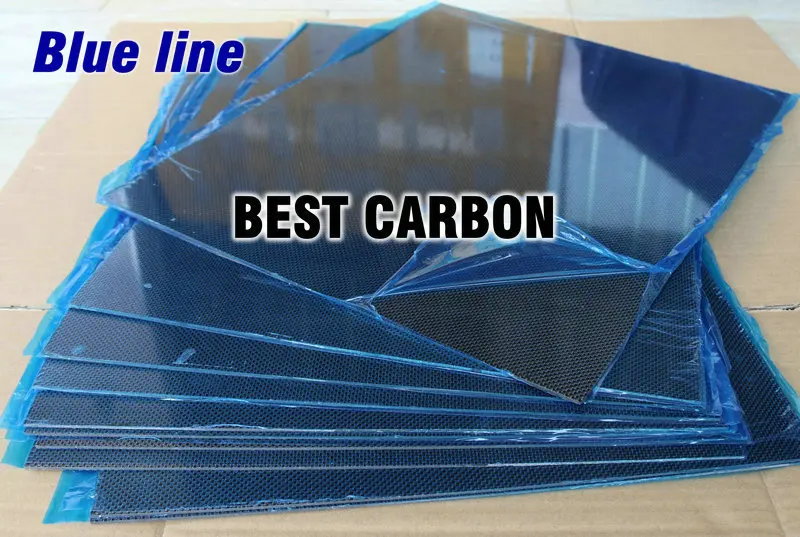 Free shipping 400mm x 500mm Blue line glossy Carbon Fiber Plate, cf plate , carbon sheet ,carbon panel