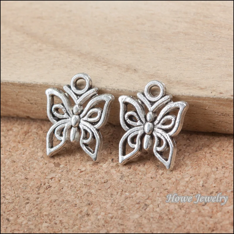 

180pcs vintage cute butterfly charm Antique silver Pendant DIY European Style Jewelry Making B291