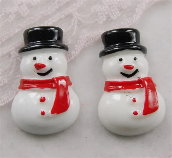 10pcs Kawaii Resin Snowman Miniature Art Flat back Cabochon DIY Home Garden Scrapbooking,16*23mm