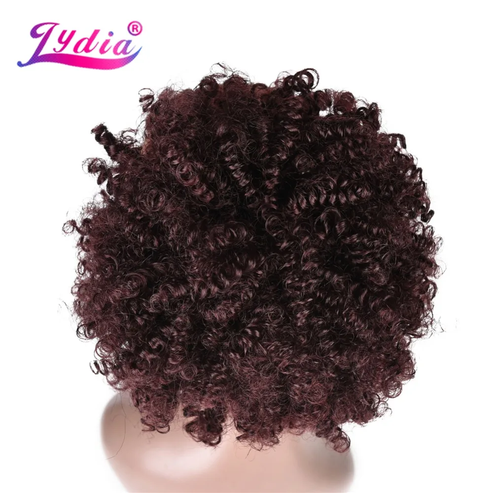 Lydia 8inch Synthetic Chignon Bun Curly 99J# Hair With Two Plastic Combs Easy Chignon Updo Rubber Band Hair Drawstring Hairstyle