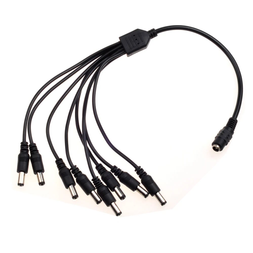 AZISHN DC Power Splitter Cable 1 male to 8 Dual Female 5.5mm/2.1mm CCTV Cable for CCTV Camera