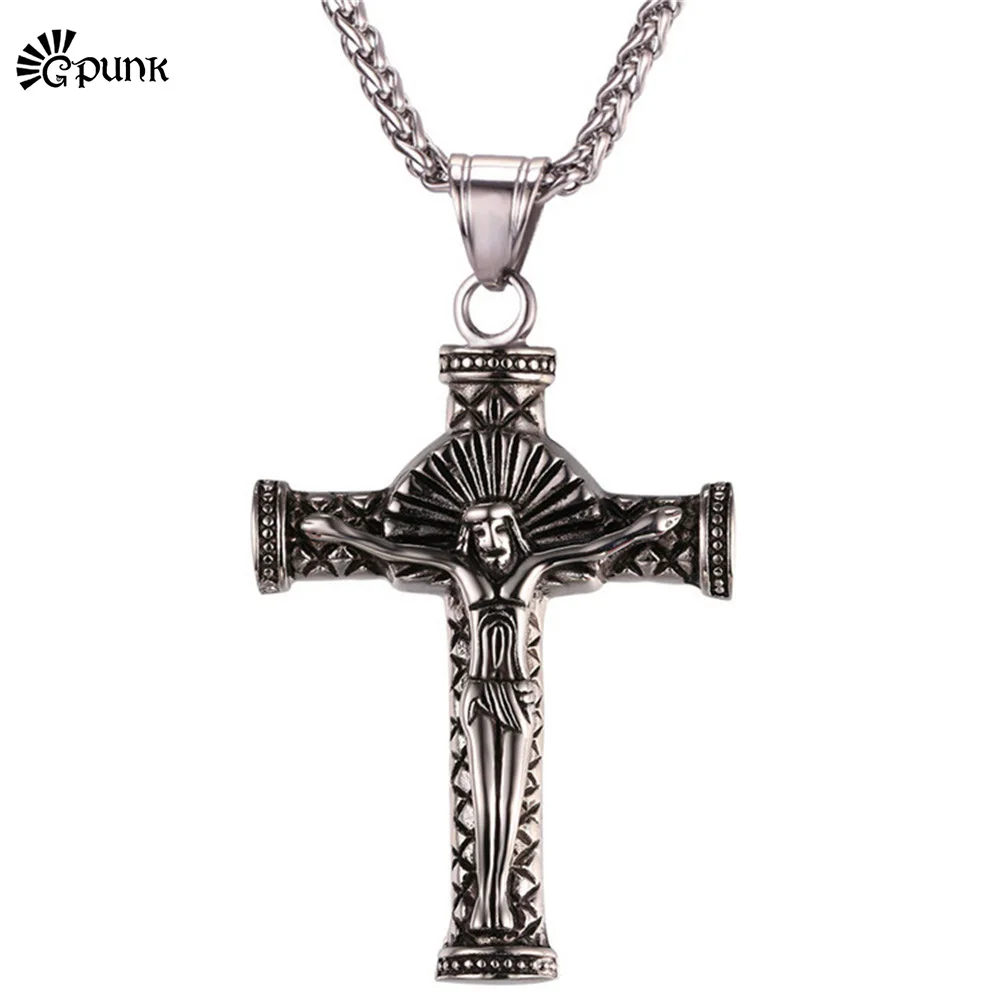 

Stainless Steel Crucifix Jesus Cross Pendant Necklace for Men Women Silver Gold Color Religious Amulet Hot Sale Jewlery Gifts