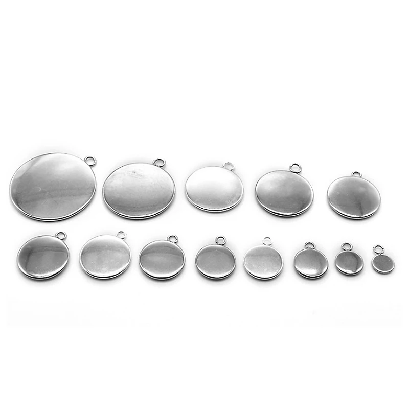 Aiovlo 10pc/lot Stainless Steel Fit Glass Cabochon Cameo Bracelet Charms Necklace Pendants Findings Bases Tray Blank Diy Jewelry