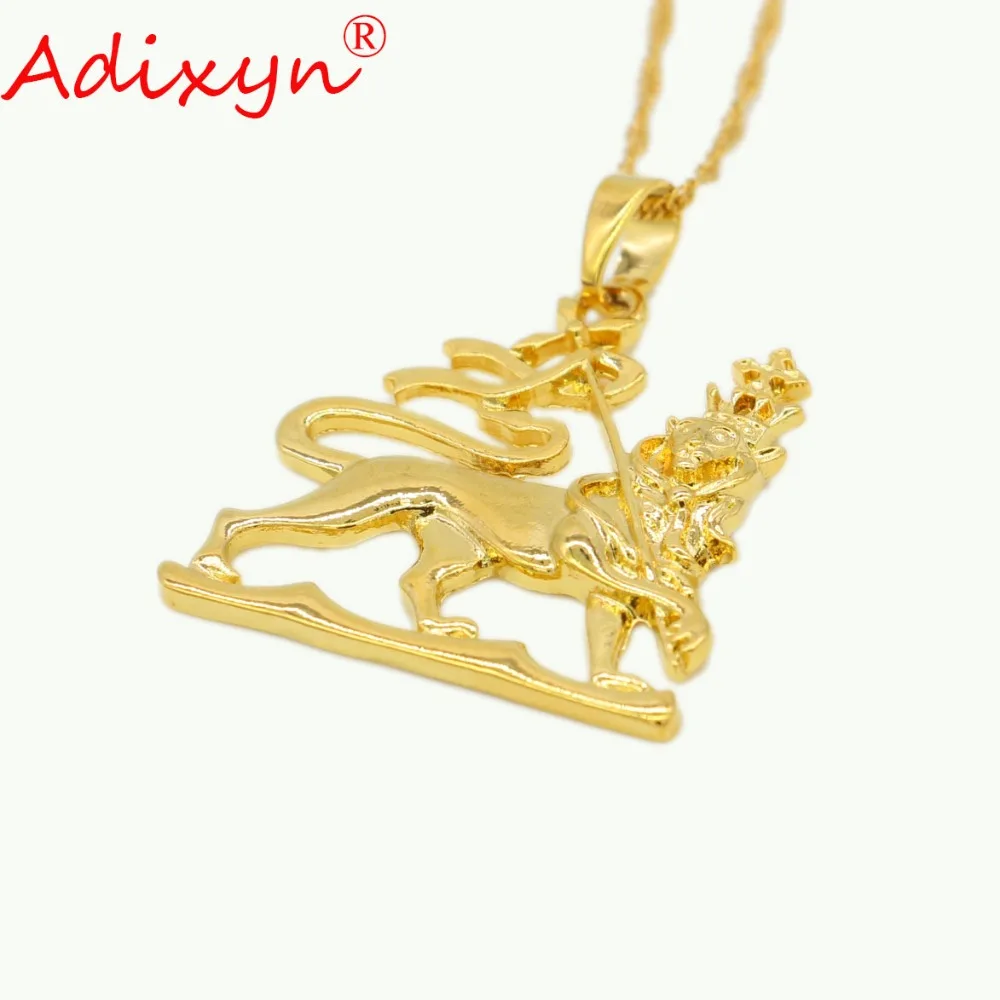 Adixyn Ethiopian lion Desigh Pendant Necklaces For Women Men Gold Color Jewelry Africa Trendy Necklace N11017