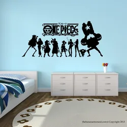 Calcomanía de pared de Anime japonés de una pieza, pegatinas modernas, calcomanía de vinilo de dibujos animados, decoración del hogar, papel tapiz impermeable D191