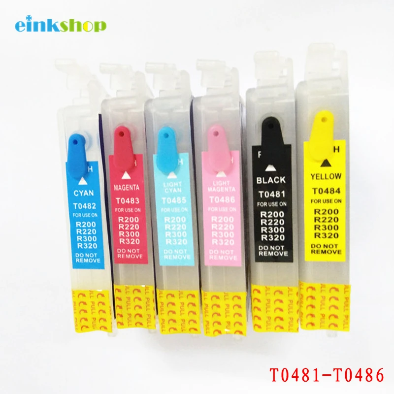 T0481- T0486 Refillable Ink Cartridge For Epson Stylus Photo R200 R220 R300 R300M R320 R340 RX500 RX600 RX620 RX640 Printer