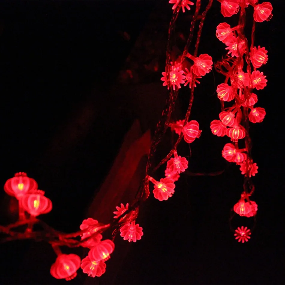 traditional red lantern led string light 8M with 50pcs leds battery operated for party supplies Chinese New Year Home decoration