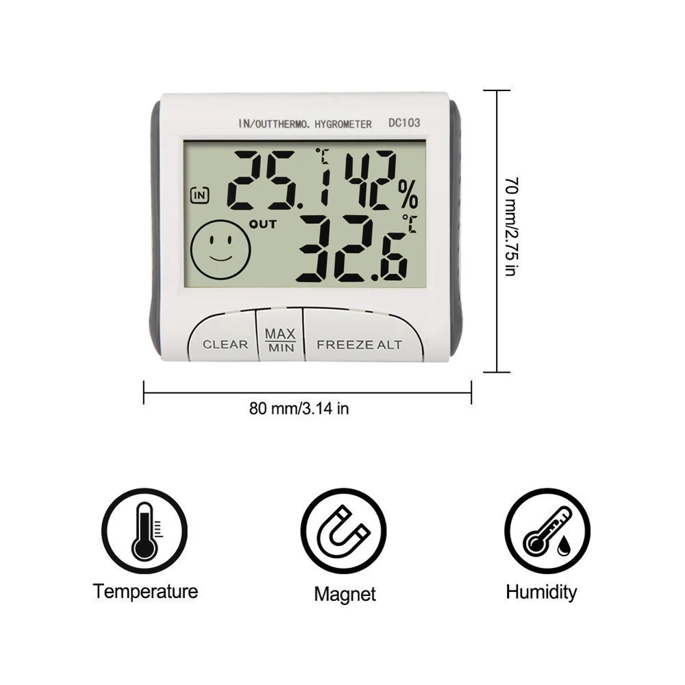 MOSEKO Household Indoor & Outdoor Temperature Humidity Meter Temperature Display Thermometer Hygrometer Monitor Weather Station