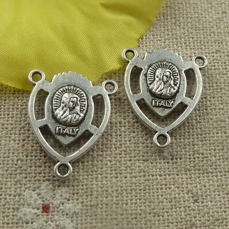 132 Pieces Tibetan Silver Heart connectors 20x17x3MM C4445 Jewelry Finding Craft