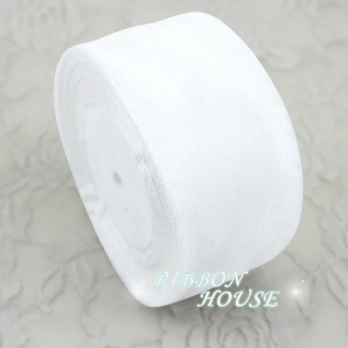 40mm White organza ribbons wholesale gift wrapping decoration Christmas ribbons