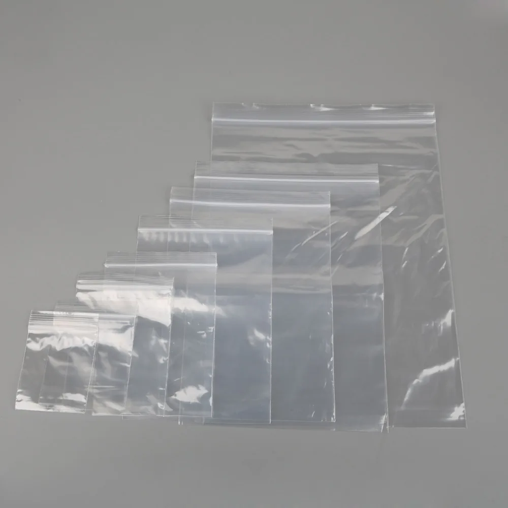 100pcs/bag 5*7/6*8/7*10/8*12/10*15/12*17/14*20/17.5*25cm Jewelry Lock Reclosable Plastic Poly Clear Bags Jewelry packaging