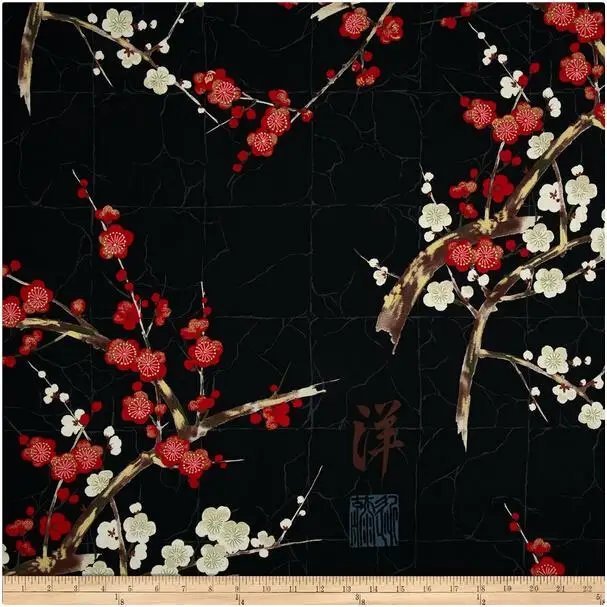 LEO&LIN DIY Three Color Restoring Painting Plum Blossoms Cotton Cloth Printing Dyeing Patchwork Cotton Fabric Tissus 50cm