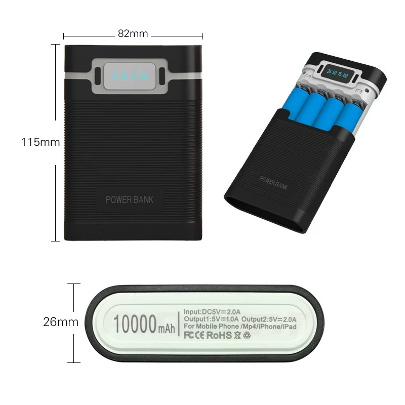 Hot Koop 5V Dual Usb 4*18650 Power Bank Batterij Box Mobiele Telefoon Oplader Diy Shell Case Voor iphone6 Plus S6 Xiaomi