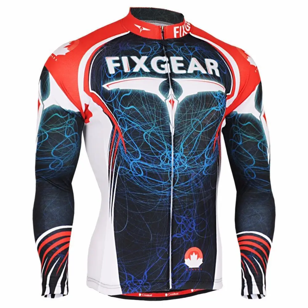 Men`s Long Sleeve Cycling Jersey 3501 FIXGEAR Polyester Graphic Bicycle Gear Quick Dry Comfortable Outdoor MTB Road Bike Apparel