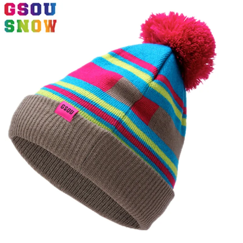 GSOU SNOW Winter Hats for Women/Men Unisex  Colorful Outdoor sport Thermal Warmth keep warm Snowboard Knitted Cheap Ski Cap