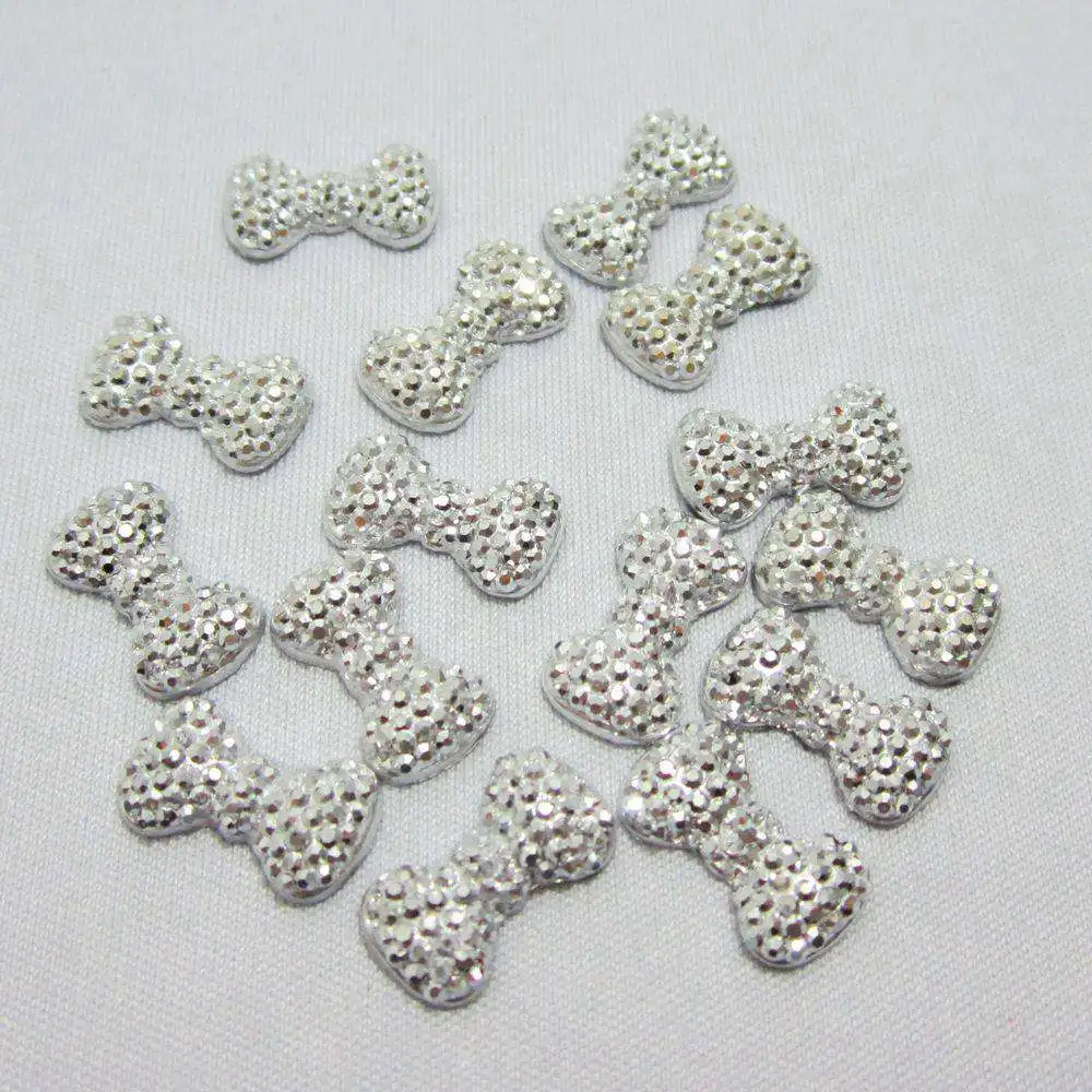 100PCS AB Resin shiny Bow Flatback Rhinestone children scrapbook Wedding applique DIY Ornaments SC25*2