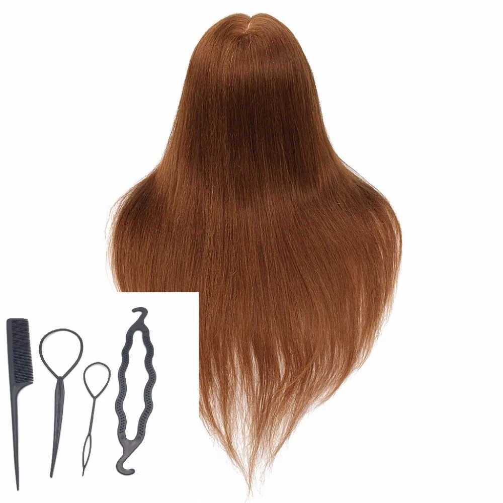 

CAMMITEVER 20'' Dark Golden Hair Hairdressing Training Head Mannequin Practice Mannequins for Women Hairdressing Training