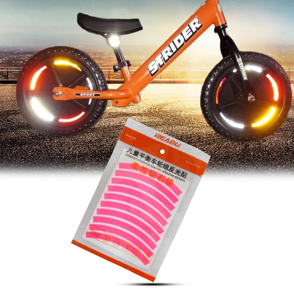 Bike Reflective Stickers Wheel Decals Reflective Tape Safety Strips Bicycle Wheel Stickers For Children Balance Bike Accessories image 2