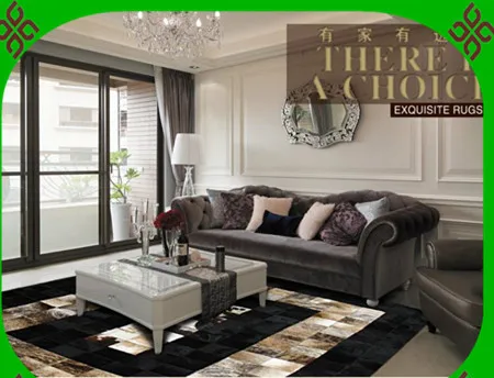 

2018 free express delivery 1 piece 100% natural cowhide leather long pile shaggy carpet